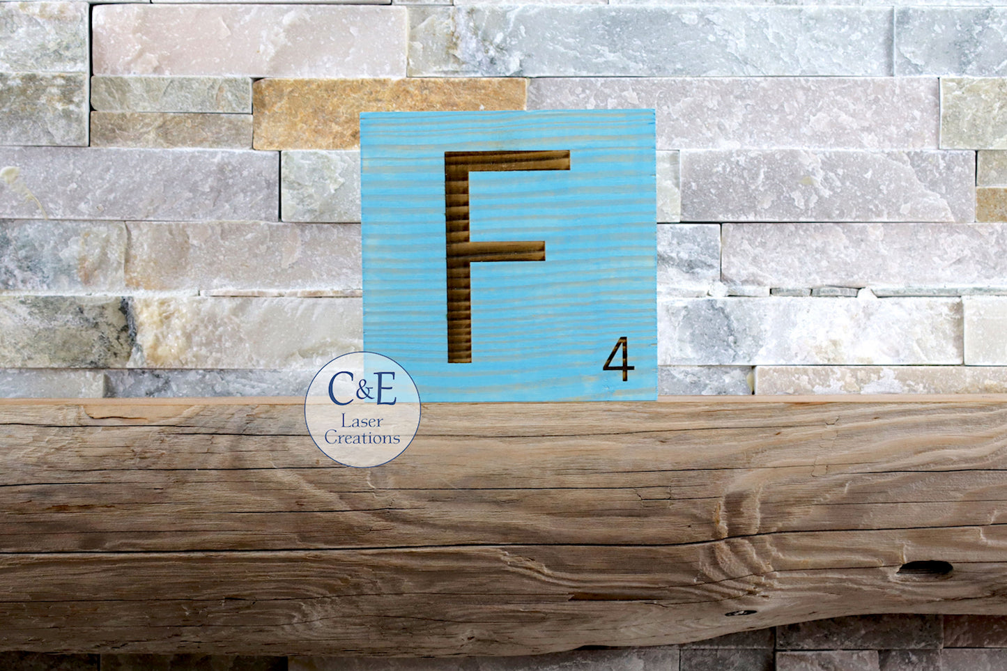 Scrabble Tiles - Aqua Stain